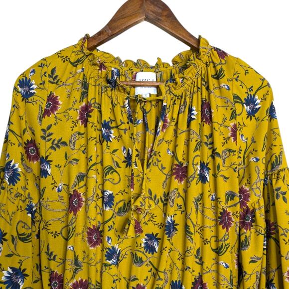 Misa Violet Dress Small Balloon Sleeve Smocked Mini Marigold Floral Yellow - Picture 3 of 11